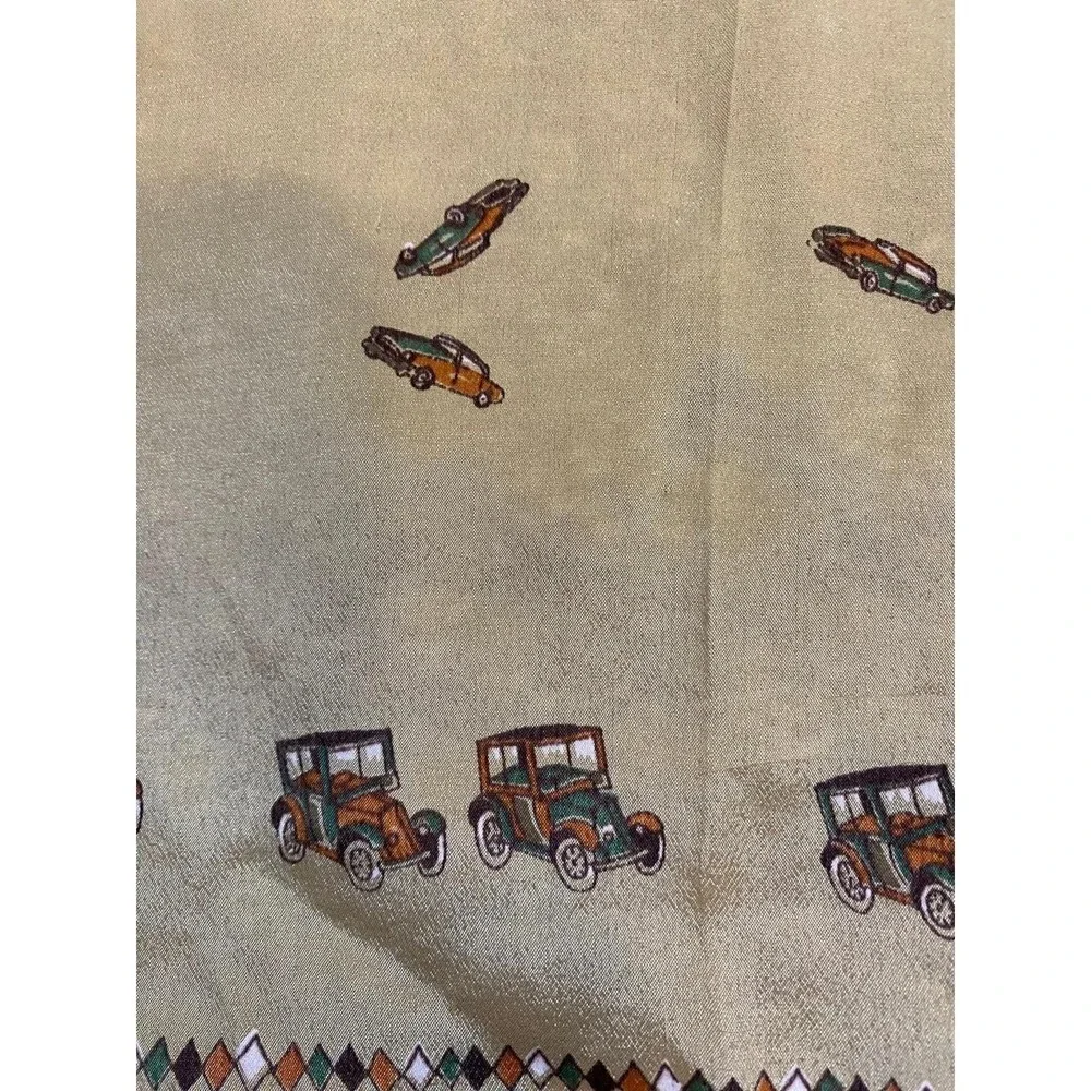 Sally Gee Pure Silk Neck Scarf Hand Rolled Vintage Cars Auto Design Gossip